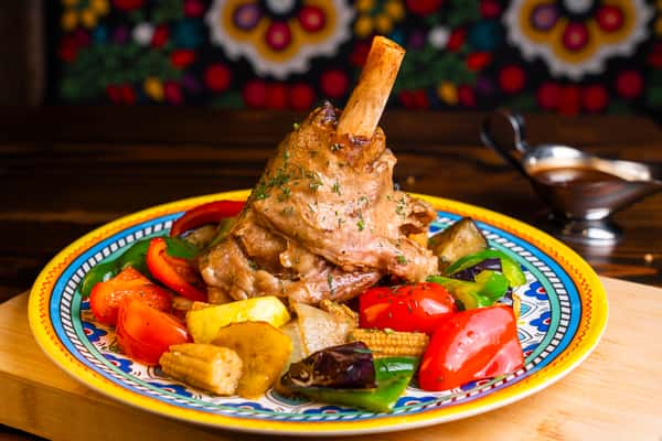 BRAISED LAMB SHANK WITH SAUTEED MIX VEGETABLES