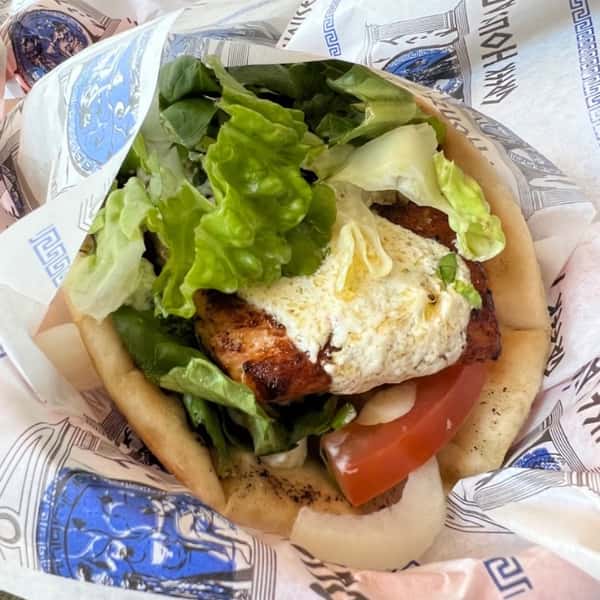Spicy Grilled Salmon Pita Combo