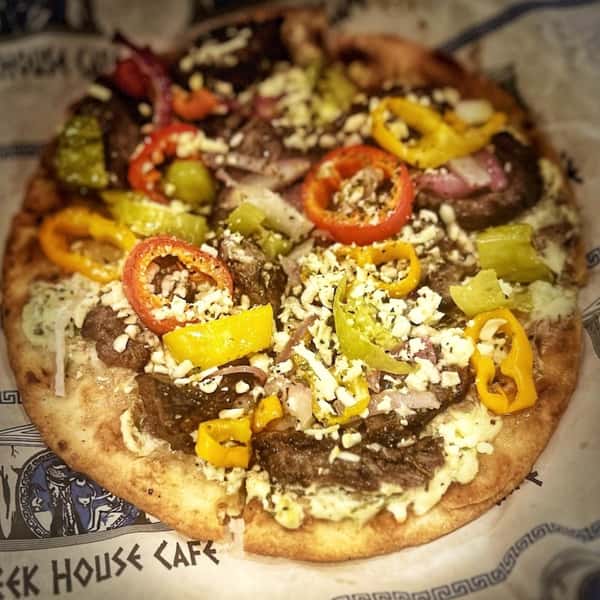 Selena’s Grilled Beef Pizza