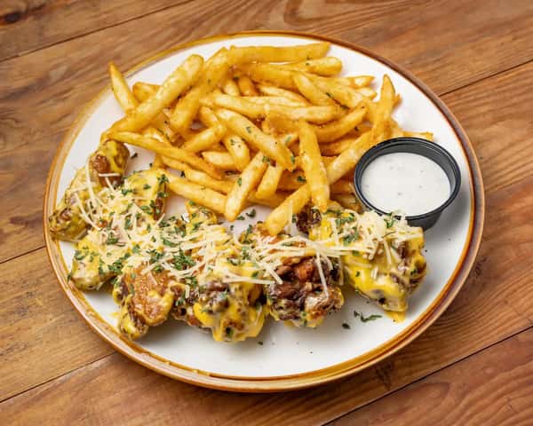 Garlic Parmesan Wings w/ Fries