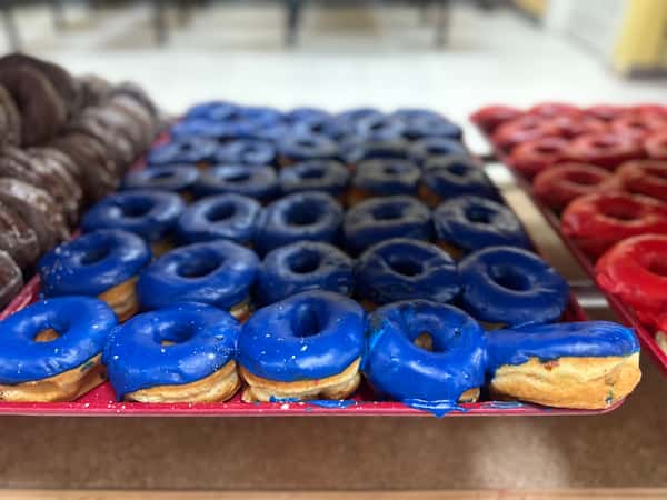 Blue iced donut