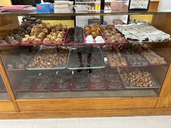Showcase with specialty donuts
