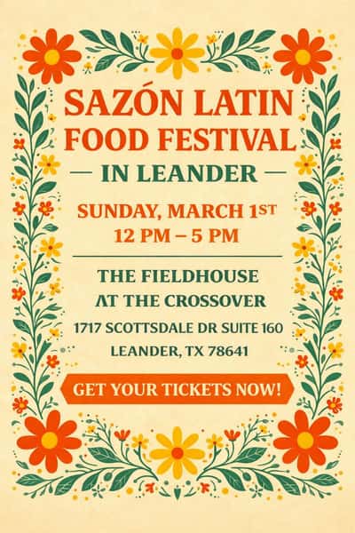 Sazon Latin Food Festival Flyer, Cedar Park, TX