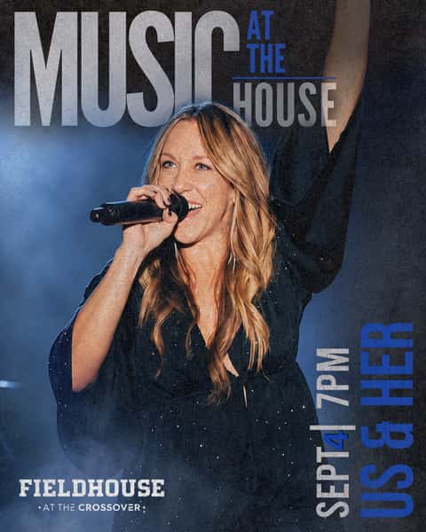Us and Her performing live at The Fieldhouse in Cedar Park, Texas on September 4, 2026. Free live music featuring rock, pop, country, and dance favorites near Austin with food trucks and drinks.