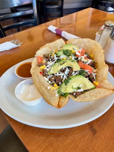salad on taco bowl