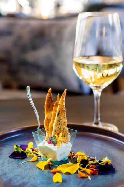 wine and appetizer