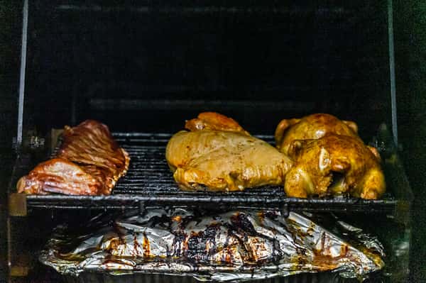Various meat in the smoker