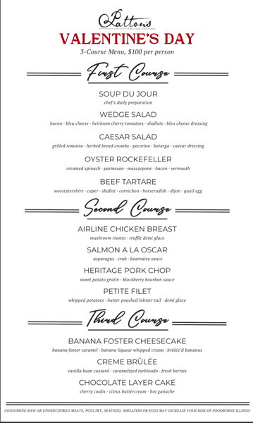 zengo restaurant prefix menu for valentines day