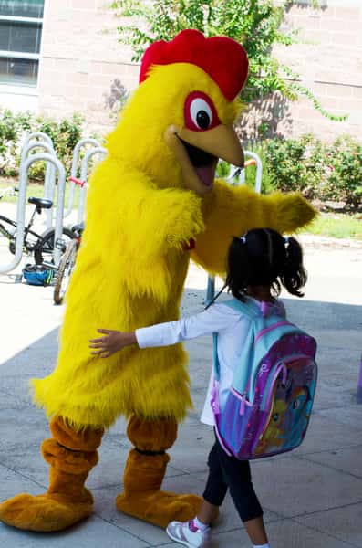 Chuck the Chicken with students