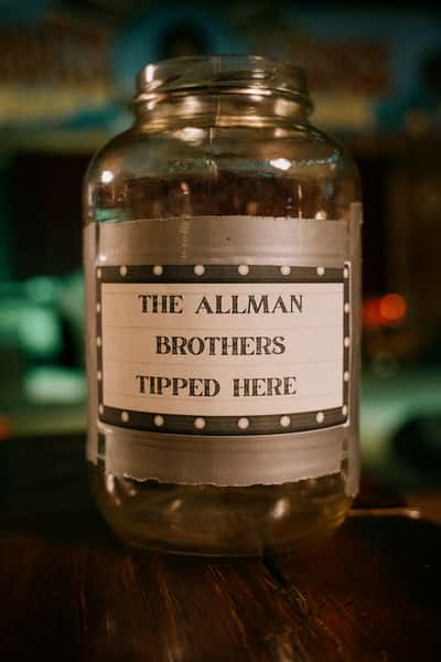 Tip Jar with labe; "The Allman Brothers Tipped Here"