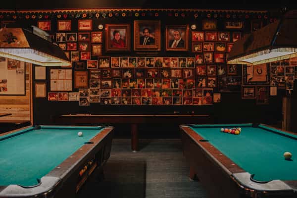 pool tables and wall of fame