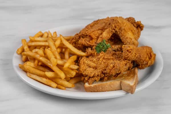 Fried Chicken with toast and fries
