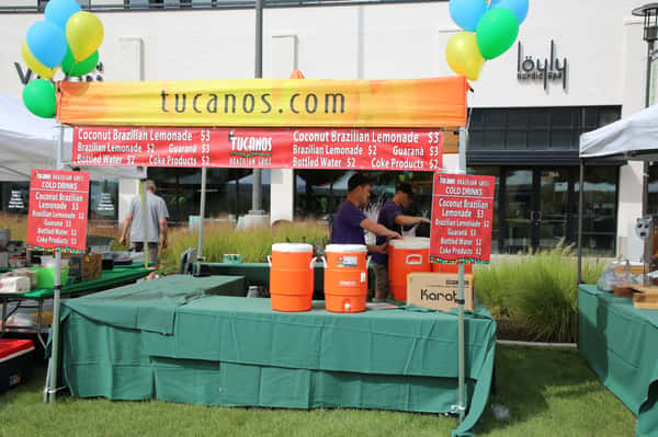 Stand offering drinks at community event