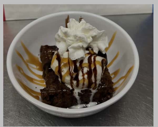 Chocolate Caramel Brownie with Ice Cream