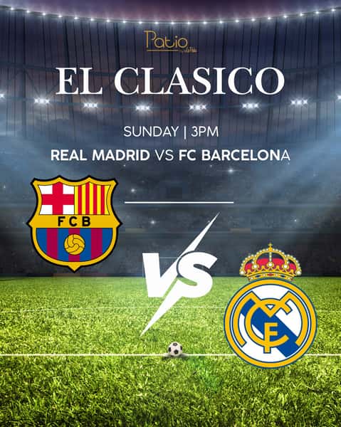 ⚽️ TOMORROW. 3 PM. ONE MASSIVE RIVALRY.

Real Madrid 🤍 vs. FC Barcelona ❤️💙

Who are you backing this El Clásico? 👀

Tag your matchday crew and get ready for the big game!

📍 Join us at @patiobylapasha 

#ElClasico #RealMadrid #FCBarcelona #Matchday #HoustonEats