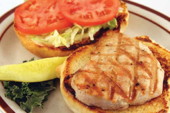 Open faced burger with grilled turkey, tomato & lettuce