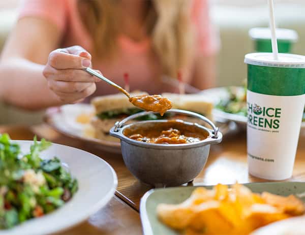 Southwest Corn with Chicken Soup, Salad, Chips, Drink