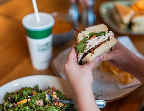 Sandwich, Salad, Drink