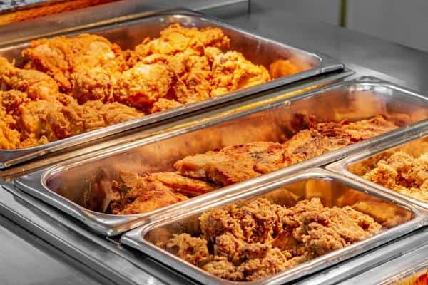 buffet of hot foods