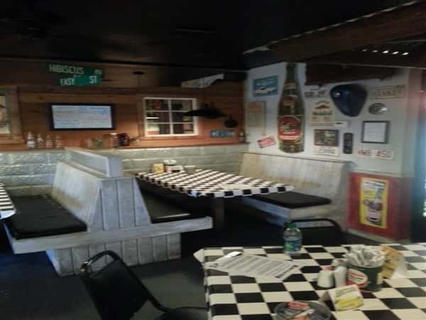 Dining area with checkered tables