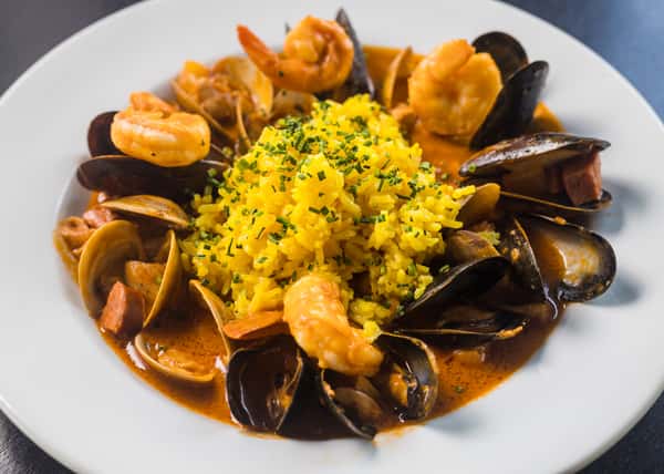 Southern Jambalaya w/ Littleneck Clams, Mussels, Shrimp, Roasted Chicken, Sausage & Saffron Rice
