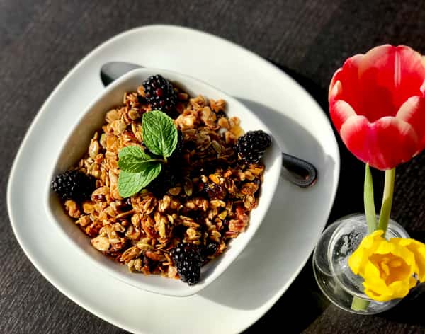 Tupelo's Cranberry Pecan Granola w/ Blackberries & Honey Yogurt
