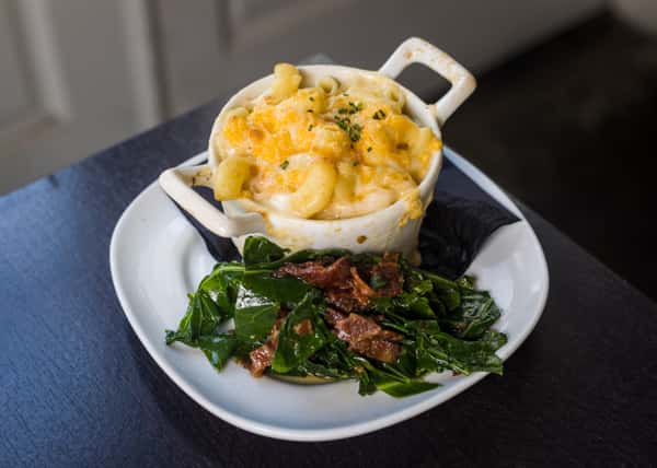 Mac 'n Cheese w/ Smoked Bacon Collard Greens