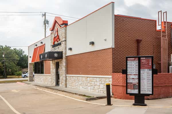 Street view of Jimmy's Burgers & Pizza restaurant in Hurst, TX