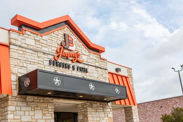 Jimmy's Burgers & Pizza storefront and entrance in Hurst, TX