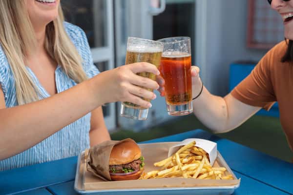 Beer, burger and fries