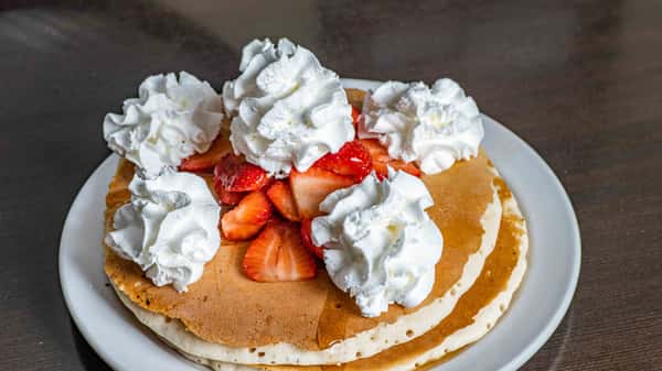 Large Double Stack Pancakes & Strawberries
