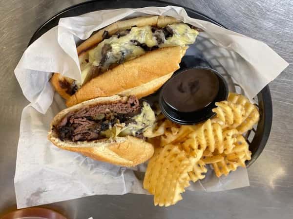 Philly Steak with Waffle Fries