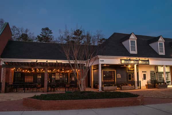 Exterior of Dunwoody Tavern at night