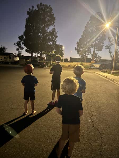 Group of kids outside at night