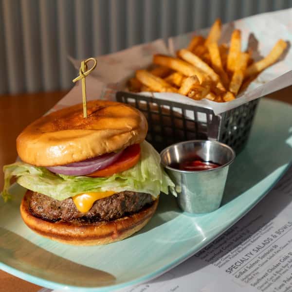 Cheeseburger and french fries