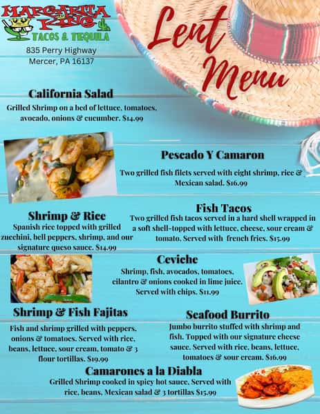 Mercer Daily Specials Margarita King Mexican Grill & Cantina