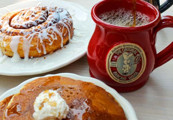 Cinnamon roll and coffee