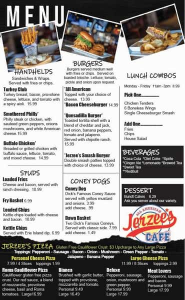 Cafe Menu Back