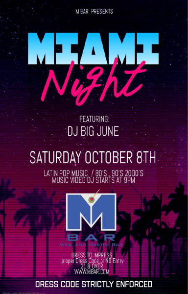 Miami Night: Proper Dress Required - Jerzee's Sports Grille - Sports Bar in  OH