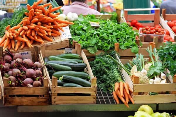 fresh produce in baskets