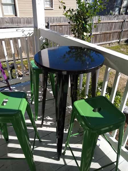 outdoor dining table with stools