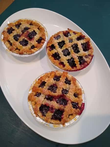 three blueberry pies