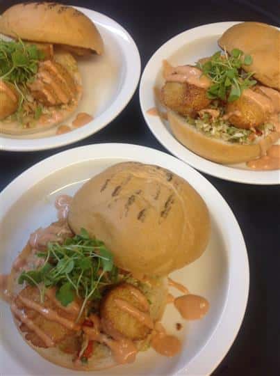 fish dinner with a roll