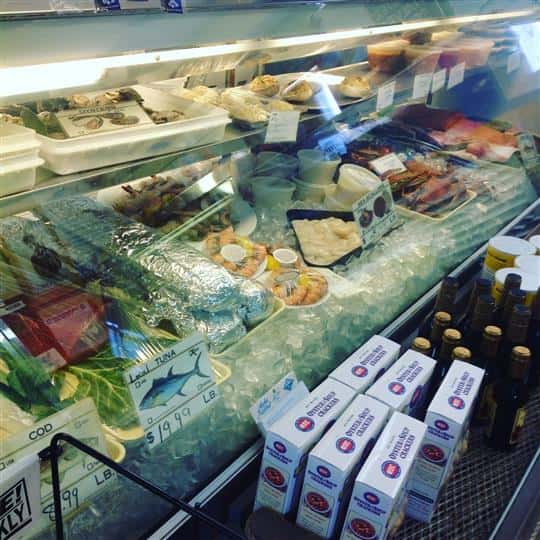food on ice in refrigerated counter