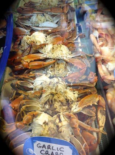 several whole lobsters