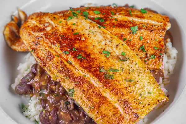 Cajun Trout Over Red Beans And Rice