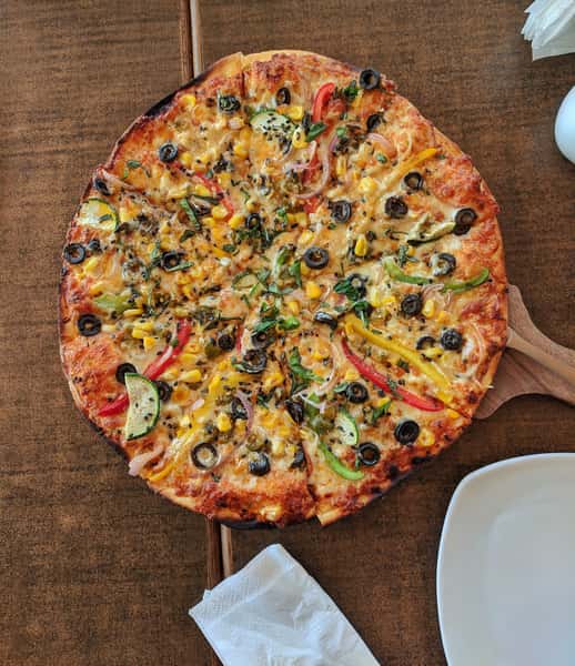 Freshly made pizza