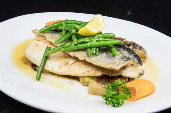 Pan fried Trout with green beans