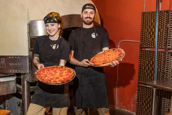 staff with pizza