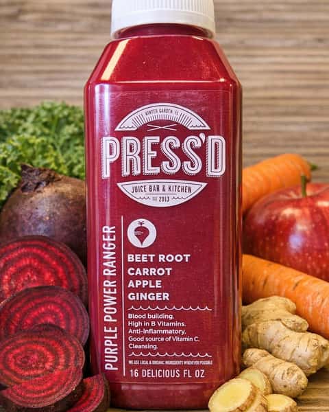 Purple Power Ranger has become a go-to favorite at PRESS'D Juice Bar & Kitchen 💜 This house-made juice blends earthy beet root with the natural sweetness of in-season carrots and crisp apples, then finishes with a warming kick of fresh ginger. It's vibrant, energizing, and easy to see why so many people keep coming back for Purple Power Ranger. #PressedJuiceBar #PurplePowerRanger #FreshJuice #JuiceLovers